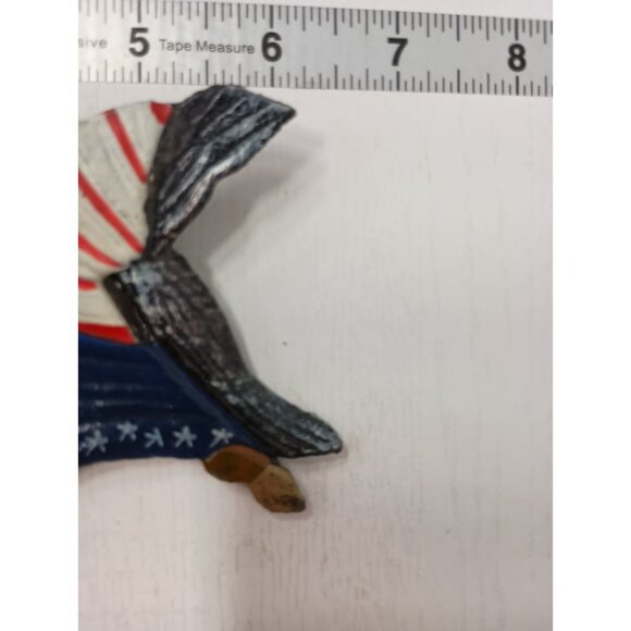 VTG Cast Iron Bell Eagle & American Flag Bracket Wall Mount Hanging Patriotic - Picture 8 of 9